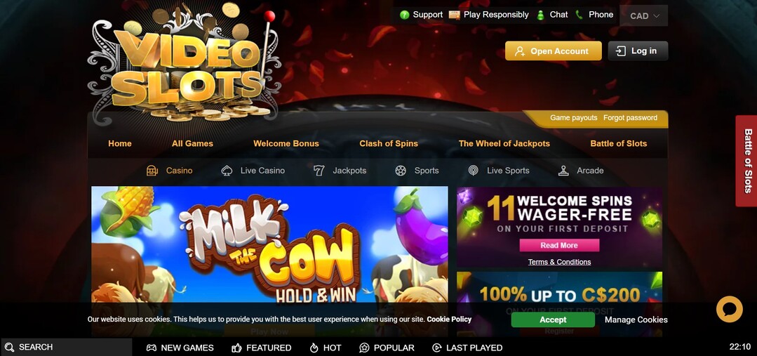 Videoslots Homepage Canada