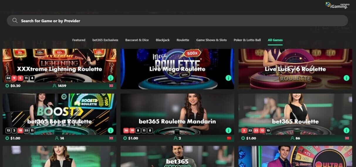 All Games Bet365 Canada