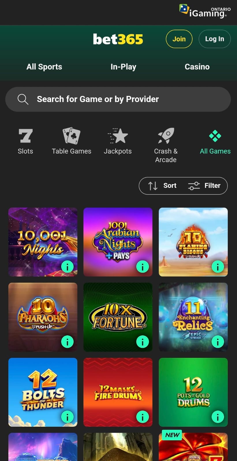 All games bet365 mobile canada