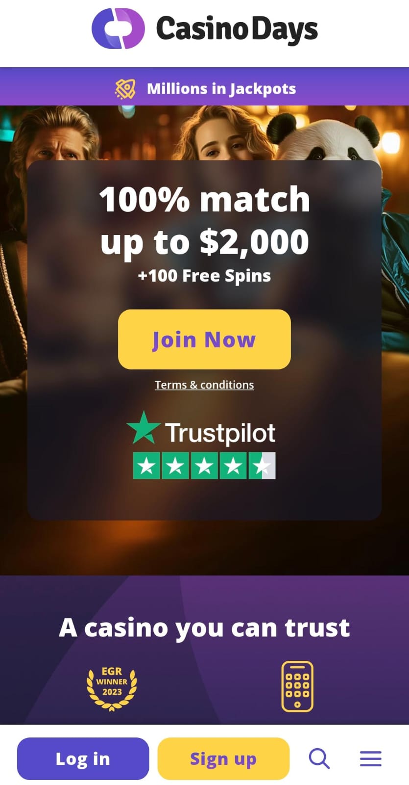 CasinoDays Homepage Ontario mobile