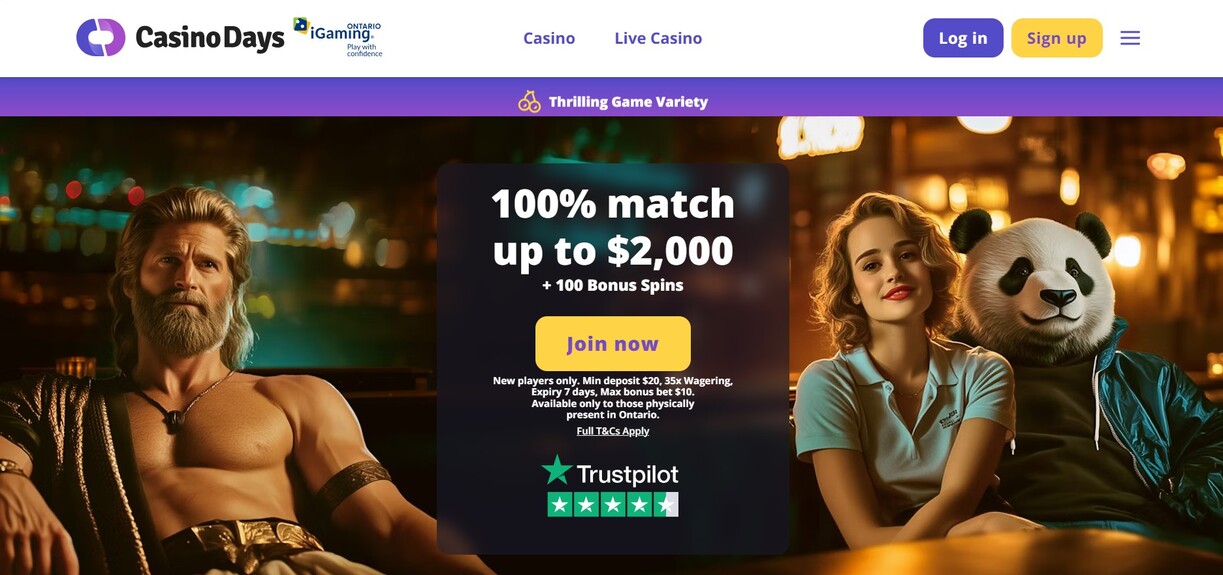 CasinoDays Homepage Ontario