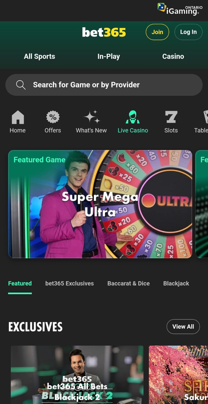 Live Casino bet365