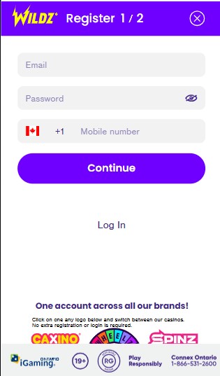 Registration Wildz Casino Canada