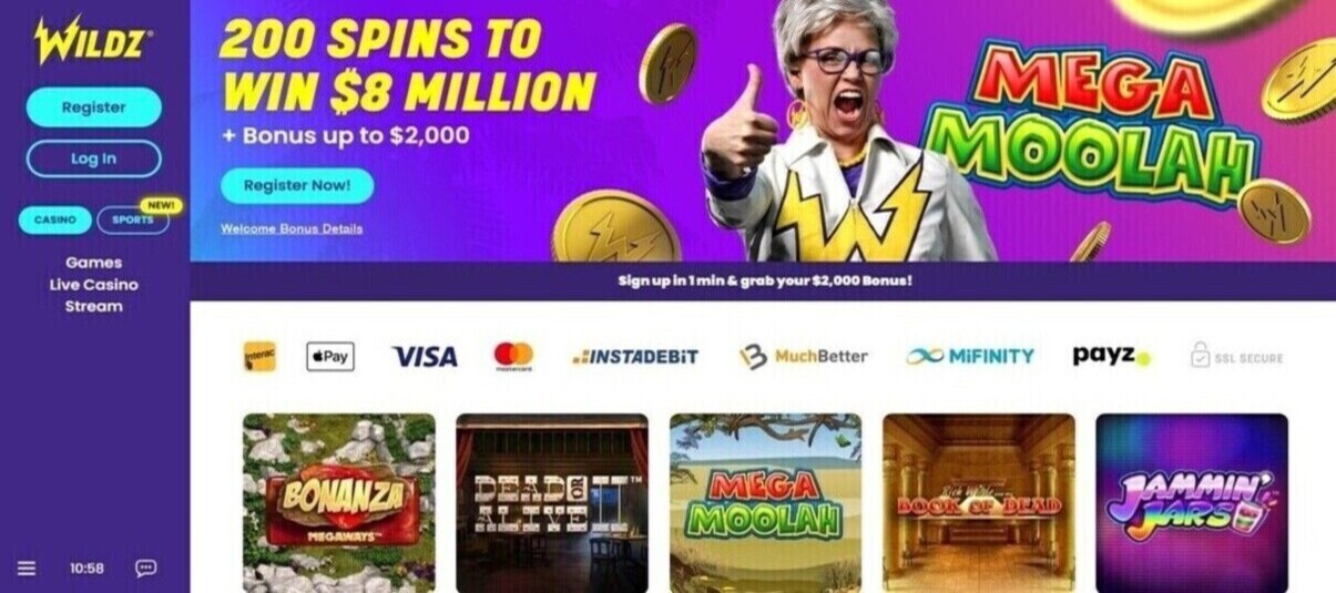 Wildz Casino Homepage Canada