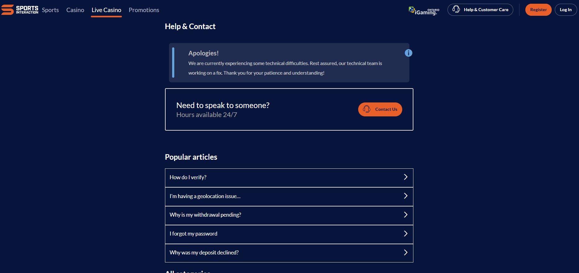 Contact Sportsinteraction Casino Canada 