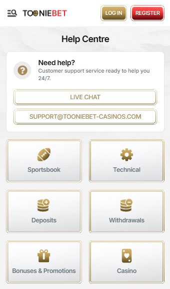 Tooniebet Canada Casino Help Center