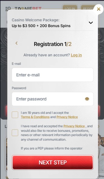 Tooniebet Registration Canada Casino