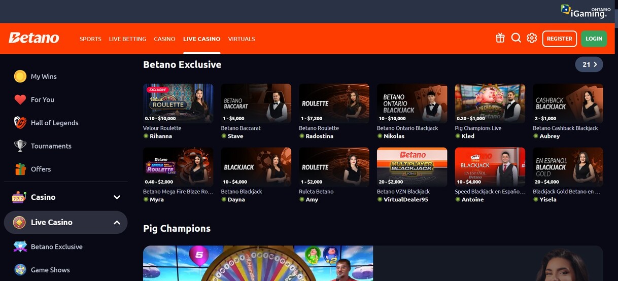 Betano Live Casino Canada