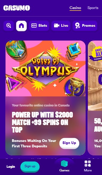 Casumo Casino Homepage Canada
