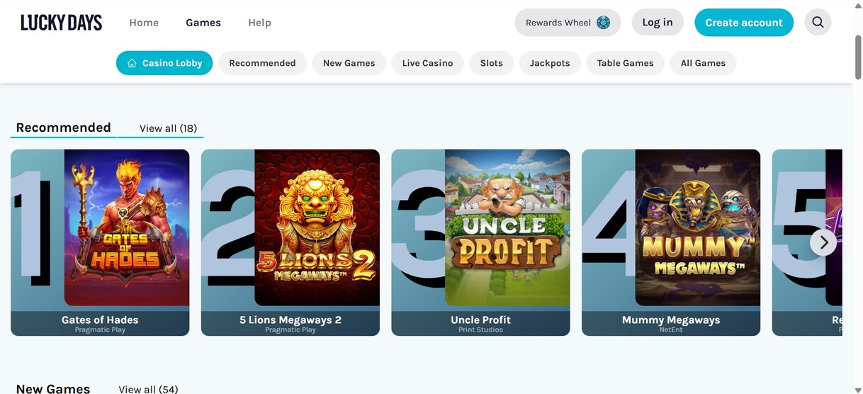Lucky Days Homepage Casino Canad